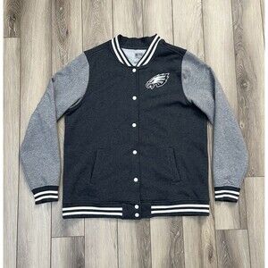 NFL Pro Line Philadelphia Eagles Varsity Button Down Fleece Jacket Mens Size XL